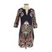 Ann Taylor LOFT Casual Dress - Sheath V Neck 3/4 sleeves: Black Color Block Dresses - Women's Size 4