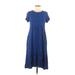 Socialite Casual Dress - A-Line Crew Neck Short sleeves: Blue Print Dresses - Women's Size Medium