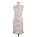 Max Studio Casual Dress - Sheath: Gray Stripes Dresses - Women's Size Medium