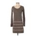 Banana Republic Casual Dress - Sweater Dress Scoop Neck Long sleeves: Gray Dresses - Women's Size X-Small