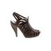 Bottega Veneta Heels: Slingback Stilleto Boho Chic Brown Print Shoes - Women's Size 38 - Peep Toe