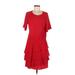 Sonia by Sonia Rykiel Casual Dress - DropWaist Scoop Neck Short sleeves: Red Solid Dresses - Women's Size 38