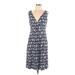 St. John's Bay Casual Dress - Sheath Plunge Sleeveless: Blue Dresses - Women's Size Large