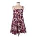 Old Navy Casual Dress - A-Line Square Sleeveless: Purple Floral Dresses - Women's Size Medium