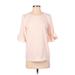 Calvin Klein Short Sleeve Blouse: Pink Tops - Women's Size Small