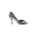 Ann Taylor Heels: D'Orsay Stilleto Cocktail Party Silver Print Shoes - Women's Size 6 1/2 - Peep Toe