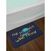 East Urban Home The World Belongs to Those Who Read Inspirational Quote Print on Dark Blue Background Bath Rug in Blue/Gray | Wayfair