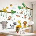 Autocollants Muraux de Dessin Animé pour Chambre d'Enfant Affiche Murale de Style Zoo Singes