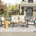 George Oliver Karimen 4 - Person Outdoor Seating Group w/ Wicker Back & Thick Cushions in Brown | Wayfair 4EB08000854148238BC3EEDB49A7B414