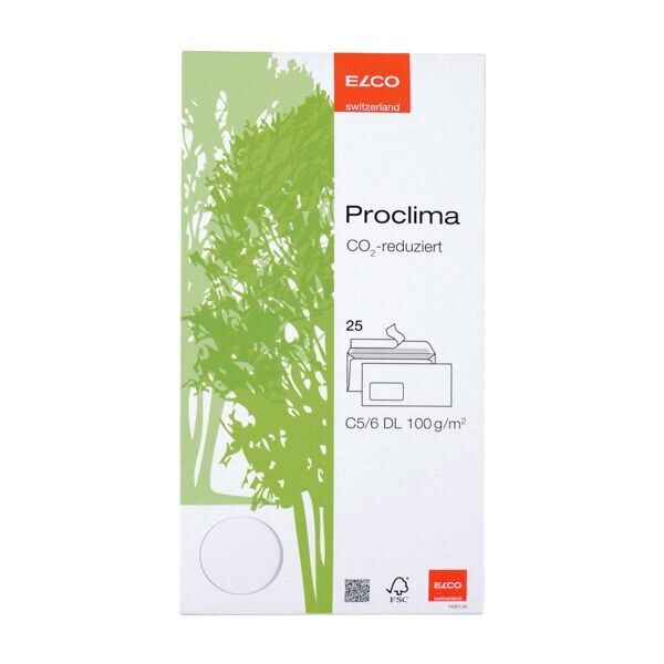 ELCO Briefumschläge »Proclima Box« mit Fenster DIN lang C5/6 mit Haftklebung - 25 Stü weiß, 22.9x11.4 cm Image