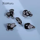Cartoon Black Crow Brooch Enamel Pins Custom Cute Animals Decorative Pin Lapel Badges Collar Pin