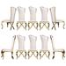 Luxury White PU Leather Upholstered Dining Room Chairs with Polished Gold Stainless Steel Legs