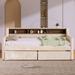 Twin Size Snowflake Velvet Daybed Frame w/ Drawers & 2 Drawers, Beige