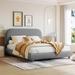 Teddy Fleece Full/Queen Size Upholstered Platform Bed with Thick Fabric, Solid Frame and Stylish Curve-shaped Design