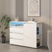 Storage Cabinets Sideboard with Adjustable Shelves LED Sofa Side Cupboard for Bedroom 3 Drawers Dresser with Side Cubby