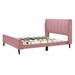 Velvet Upholstered Wingback Bed Frame 3-dimension Structure Footboard