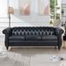 Polyester/ PU Leather Sofa w/ Nailheads Rolled Armrest, Chesterfield Sofa w/ Deep Pull Buckles Backrest & Removable Cushion
