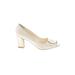 Franco Sarto Heels: Slip On Chunky Heel Feminine Ivory Print Shoes - Women's Size 8 1/2 - Almond Toe