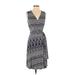 Tory Burch Casual Dress - A-Line V Neck Sleeveless: Gray Dresses - Women's Size X-Small