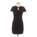 Sadie & Sage Casual Dress - Mini Keyhole Short sleeves: Black Print Dresses - Women's Size Medium