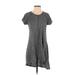 KK INTL. Casual Dress - High/Low Crew Neck Short sleeves: Gray Print Dresses - Women's Size Small