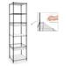 MYXIO NSF Adjustable 6 Tier Wire Shelving Unit w/Basket & Liner Metal Storage Rack Corner Shelves Storage Rack for Kitchen Bathroom Laundry Closet Metal Wire Shelving w/Basket Shelves Black