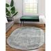 Rugs.com Derbyshire Collection Rug â€“ 5 x 8 Oval Blue Medium Rug Perfect For Living Rooms Large Dining Rooms Open Floorplans