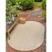 Rugs.com Jill Zarin Outdoor Collection Rug â€“ 5 3 x 8 Oval Beige Flatweave Rug Perfect For Living Rooms Large Dining Rooms Open Floorplans