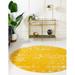 Rugs.com Lennon Collection Rug â€“ 3 Ft Round Yellow Medium Rug Perfect For Kitchens Dining Rooms