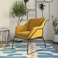 Gelber Loft Sessel aus Samt und Metall Bügelgestell