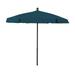 7.5 ft. Hex Garden Umbrella 6 Rib Push Up Champagne Bronze with Teal Vinyl Coated Weave Canopy