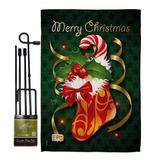 BD-XM-GS-114086-IP-BO-D-US12-BD 13 x 18.5 in. Xmas Stocking Winter Christmas Impressions Decorative Vertical Double Sided Garden Flag Set with Banner Pole