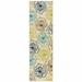 2 x 8 ft. Ivory Floral Stain Resistant Indoor & Outdoor Rectangle Area Rug - Green and Ivory
