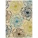 8 x 11 ft. Ivory Floral Stain Resistant Indoor & Outdoor Rectangle Area Rug - Green and Ivory