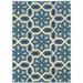 4 x 6 ft. Ivory Geometric Stain Resistant Indoor & Outdoor Rectangle Area Rug - Ivory and Blue - 4 x 6 ft.