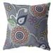 20 in. Gray & Pink Floral Indoor & Outdoor Zippered Throw Pillow Multi Color