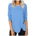 Ydkzymd Elbow Sleeve Blouses For Women Petite Elbow Compression Sleeve Color Block Flowers Fashion Tunics Plus Size Crew Neck Oversized Tops Floral Print Trendy Tie Dye Graphic Blouses Light Blue S