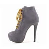 Neue Damenstiefel, Wintermode, Plattform, runde Zehen, seitlicher Reißverschluss, High Heels, Pumps, Schnürung, Knöchelflock, Damenschuhe, große Größe 43