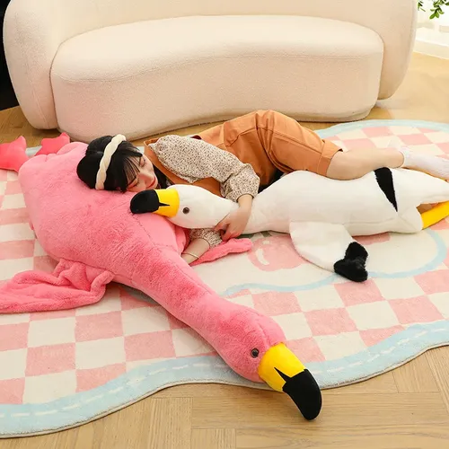 190cm rosa ins Flamingo Puppe Stofftier weich großes Kissen Mädchen herzförmige Lappen Puppe Bett