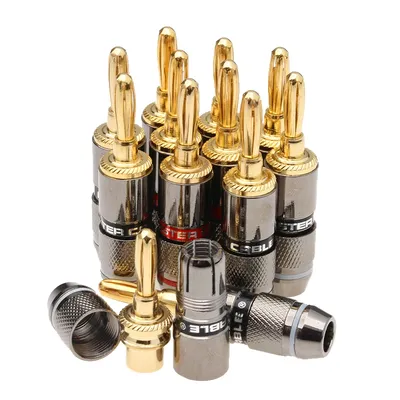 8/12PCS Lautsprecher Banana Stecker Stecker Monster 24K Gold Überzogene Kupfer Lautsprecher Adapter