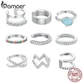 Bamoer 925 Sterling Silber Mono-Ohrring Clip Ohrringe funkelnde Zirkonia runde Huggie Ohr manschette