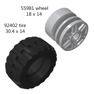 Baustein 55981 Rad 18mm d. x 14mm mit Stift loch für 92402 Reifens amm lungen Bulk Modular GBC Spielzeug für High-Tech-Moc-Set Image