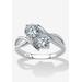 Women's 1.96 Cttw Cubic Zirconia .925 Sterling Silver 2-Stone Bypass Ring by PalmBeach Jewelry in Silver (Size 6)