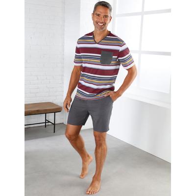 Schlafanzug, Herren, Gr. 44/46, bunt (dunkelrot, weiß, gestreift), 100% Baumwolle, Homewear-Sets Image