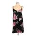 Honey Punch Casual Dress - Mini V Neck Sleeveless: Black Print Dresses - Women's Size Small