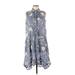 Isabella Sinclair Casual Dress - A-Line High Neck Sleeveless: Blue Print Dresses - Women's Size Medium