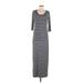 Calvin Klein Casual Dress - Maxi: Gray Stripes Dresses - Women's Size 12