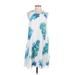 Calvin Klein Casual Dress - Mini Crew Neck Sleeveless: White Floral Dresses - Women's Size P