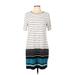 White House Black Market Casual Dress - Shift Crew Neck Short sleeves: White Print Dresses - Women's Size Large