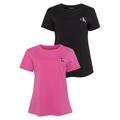 T-Shirt CALVIN KLEIN JEANS PLUS "PLUS MONOLOGO TWO PACK" Gr. 6XL (52), pink (pink amour, ck black) Damen Shirts Jersey